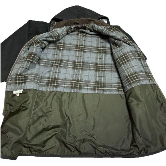 VTG 80s Monsoon Country Cover Scotch Plaid Lined L Barn Coat Jacket Made In UK - Picture 4 of 11
